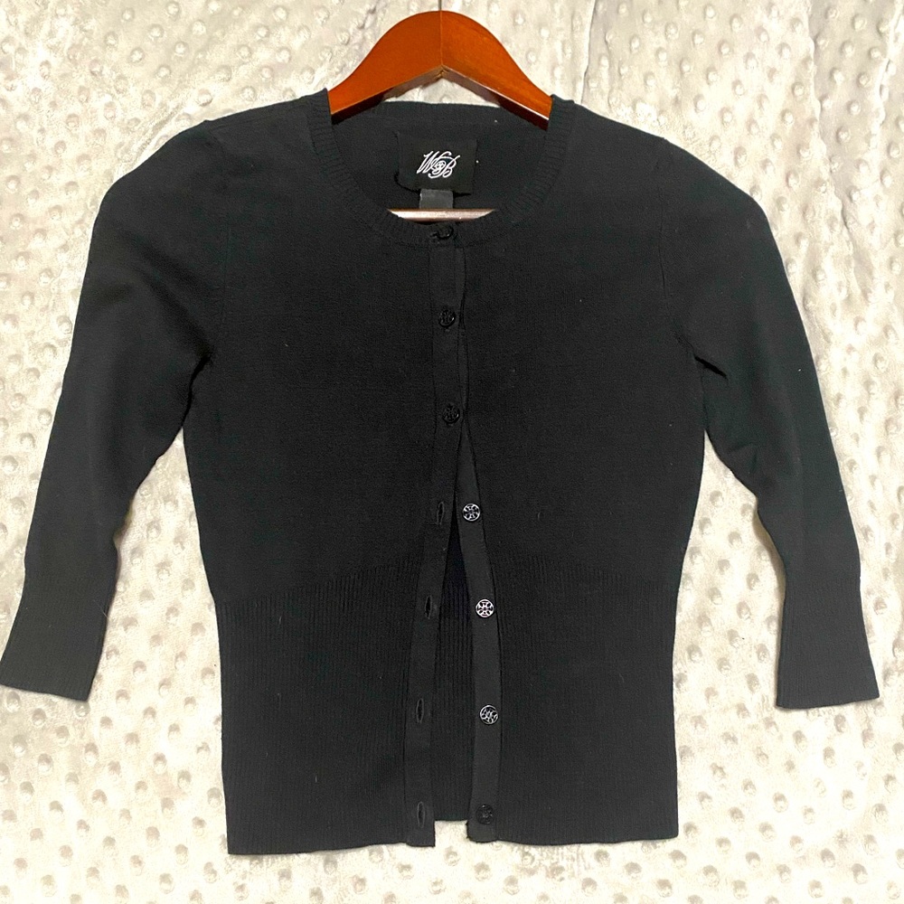 NWOT White House Black Market Silk Black Cardigan